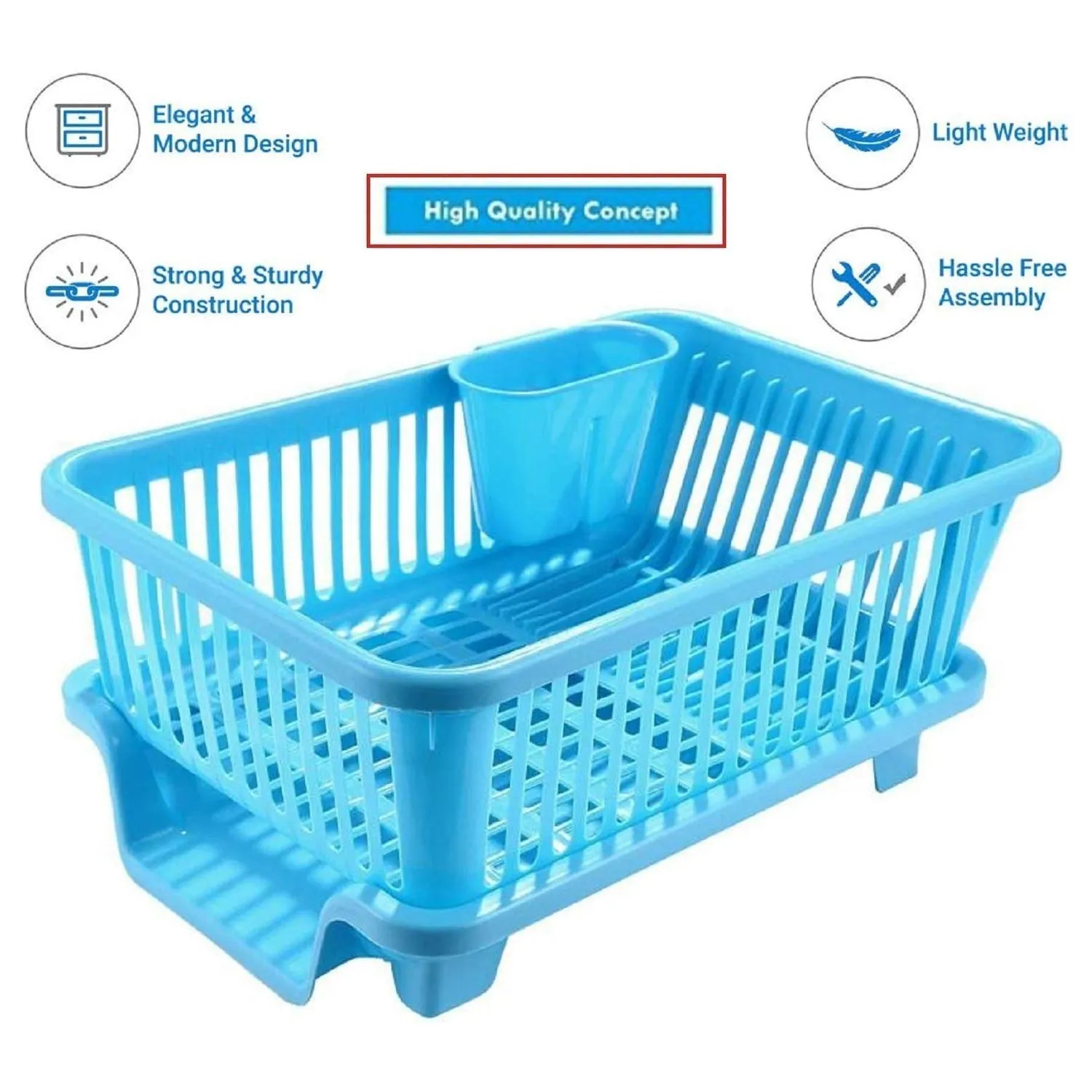 0657 Unbreakable Plastic 3 in 1 Kitchen Sink Dish Drainer Drying Rack