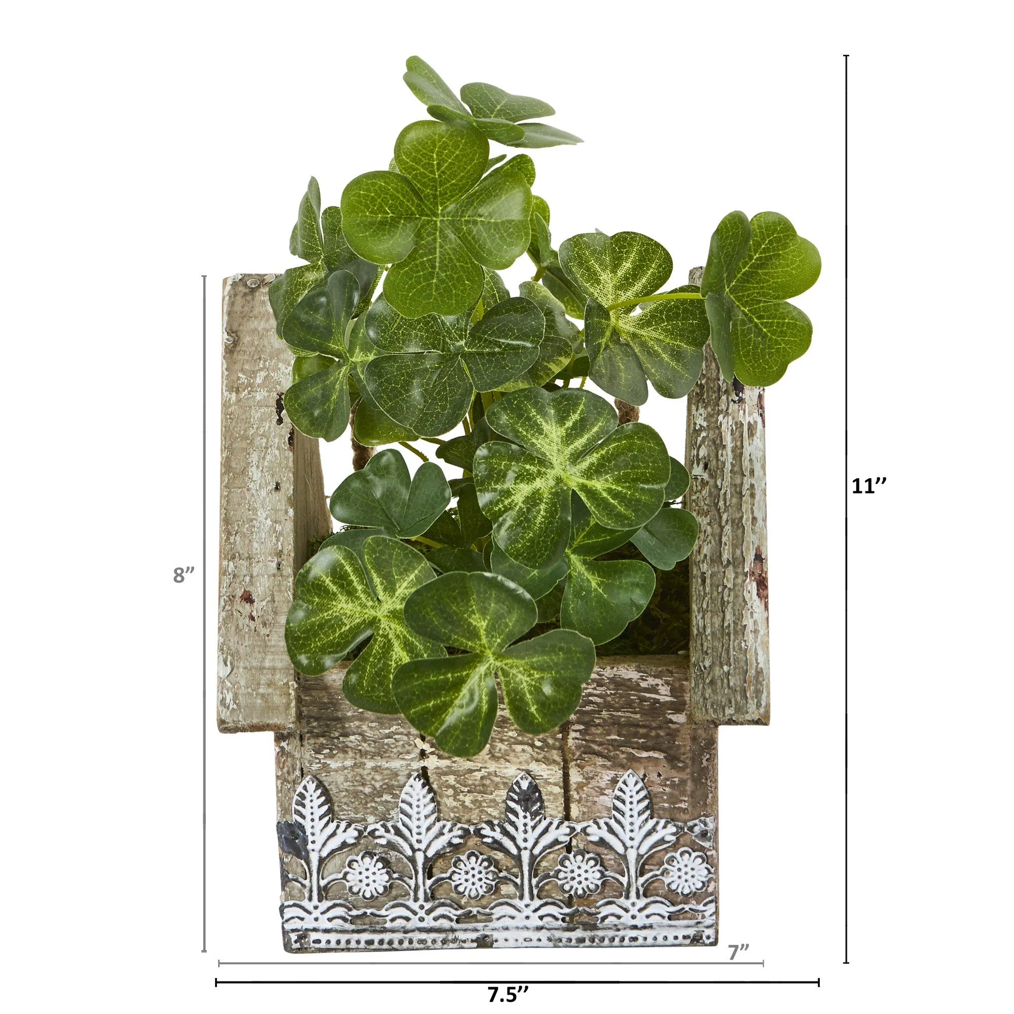 11” Clover Artificial Plant in Hanging Floral Design House Planter