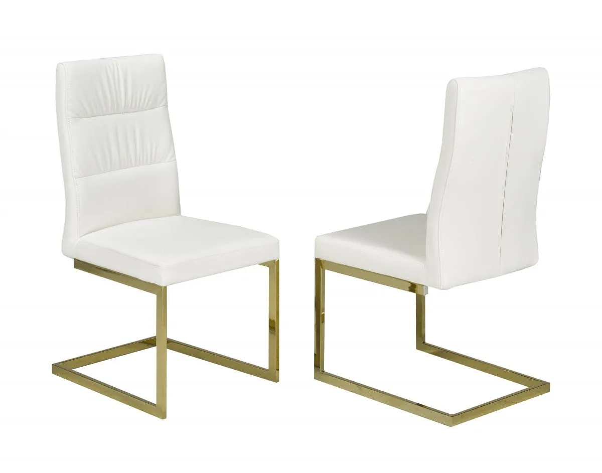 2, 4 or 6 White & Gold Fabric Dining Chairs- Model #1175B