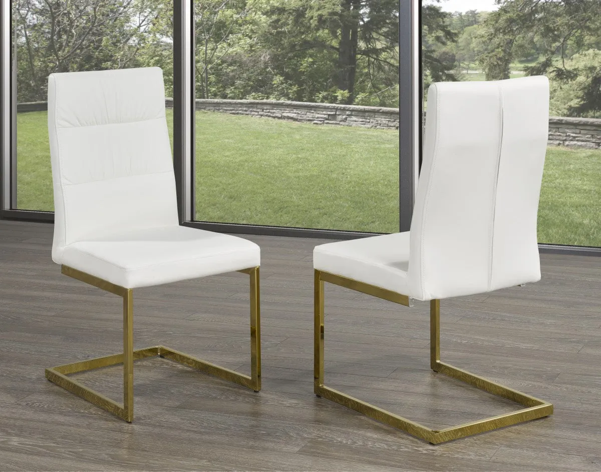 2, 4 or 6 White & Gold Fabric Dining Chairs- Model #1175B