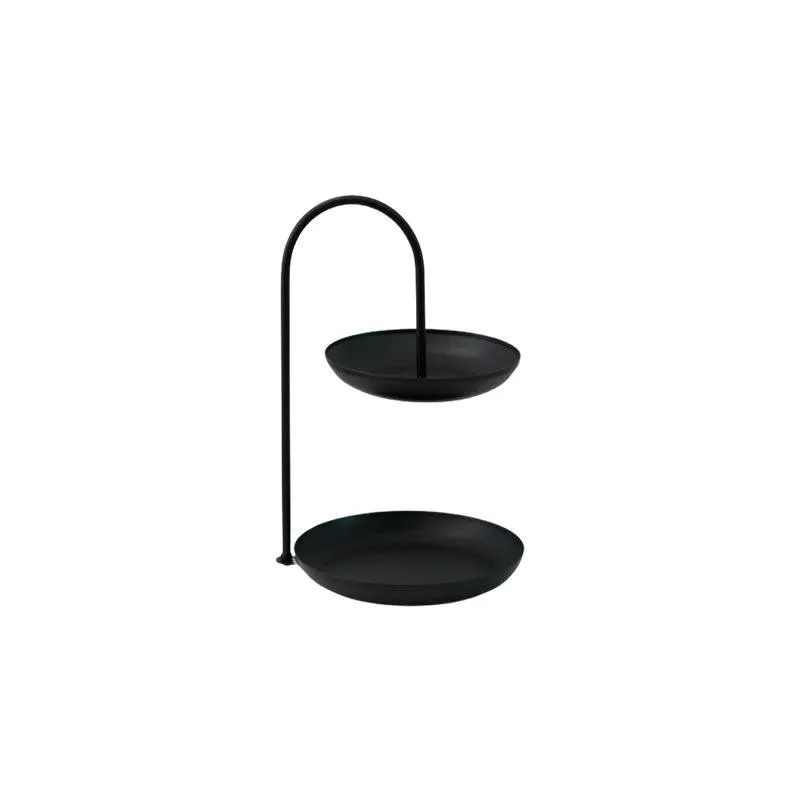 2-Tier Metal Plates Hanging Basket 10032 Black