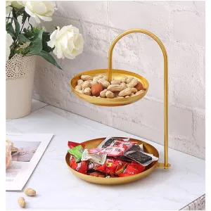 2-Tier Metal Plates Hanging Basket 10032 Gold - Shop Now For Best Deals