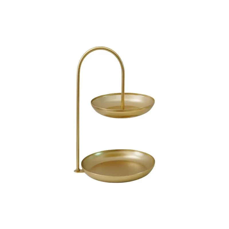 2-Tier Metal Plates Hanging Basket 10032 Gold - Shop Now For Best Deals