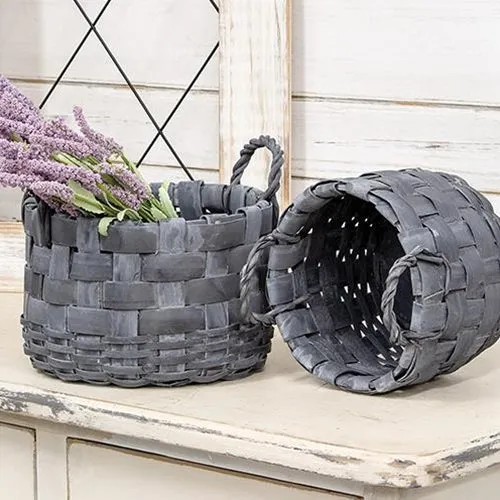 2/Set, Natural Gathering Baskets w/Rope Handles