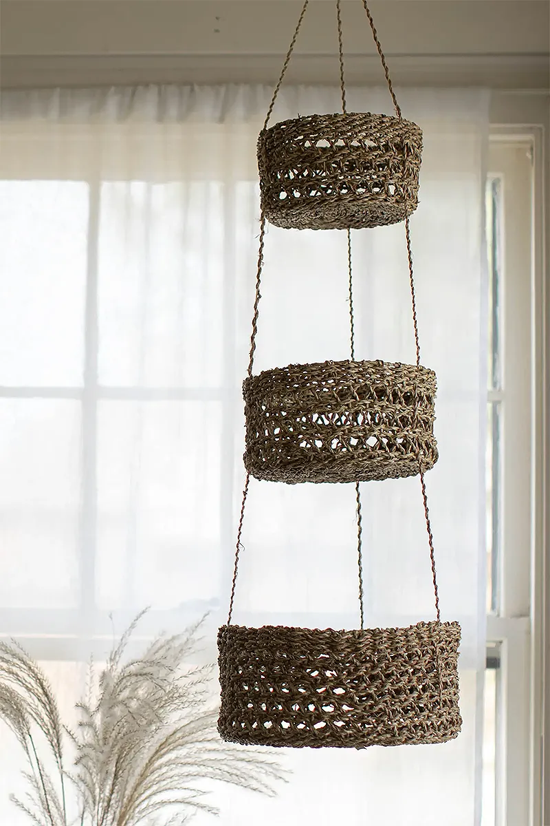 3 Tiered Hanging Mira Natural Basket