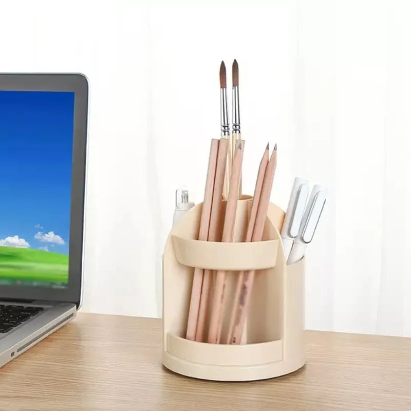 360˚ Degree Rotatable Desktop Pen Organizer, 3 Slots Spinning Pencil Pen Desk Organizers, Creative Pen Pencil Holder, Makeup Storage Container