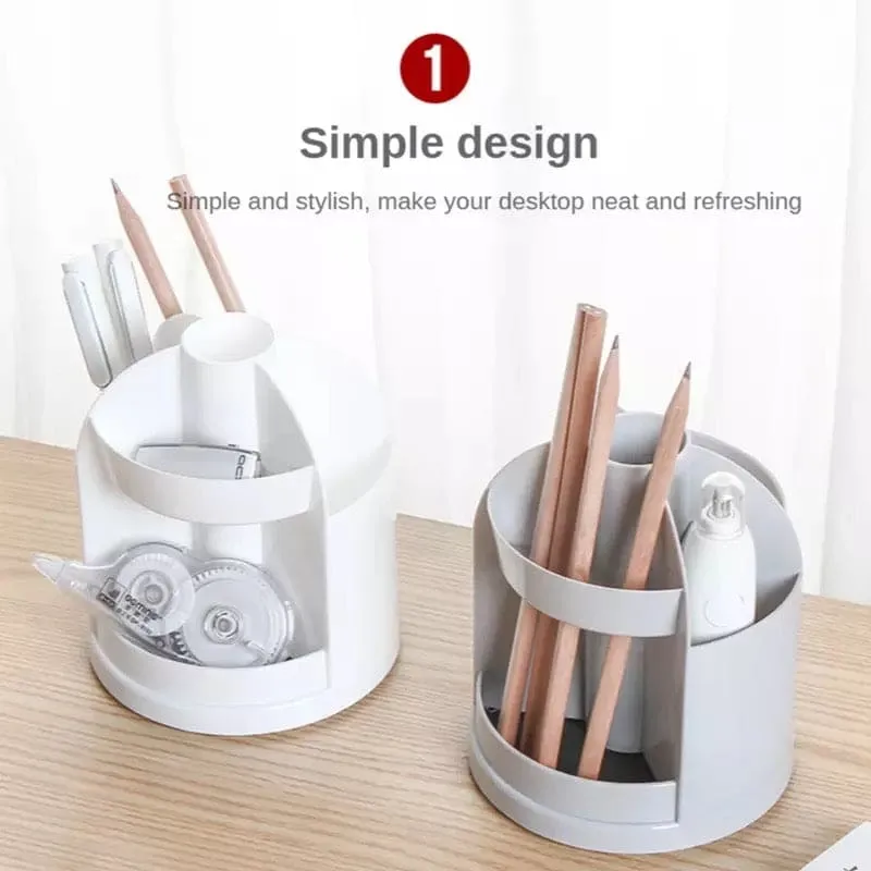 360˚ Degree Rotatable Desktop Pen Organizer, 3 Slots Spinning Pencil Pen Desk Organizers, Creative Pen Pencil Holder, Makeup Storage Container