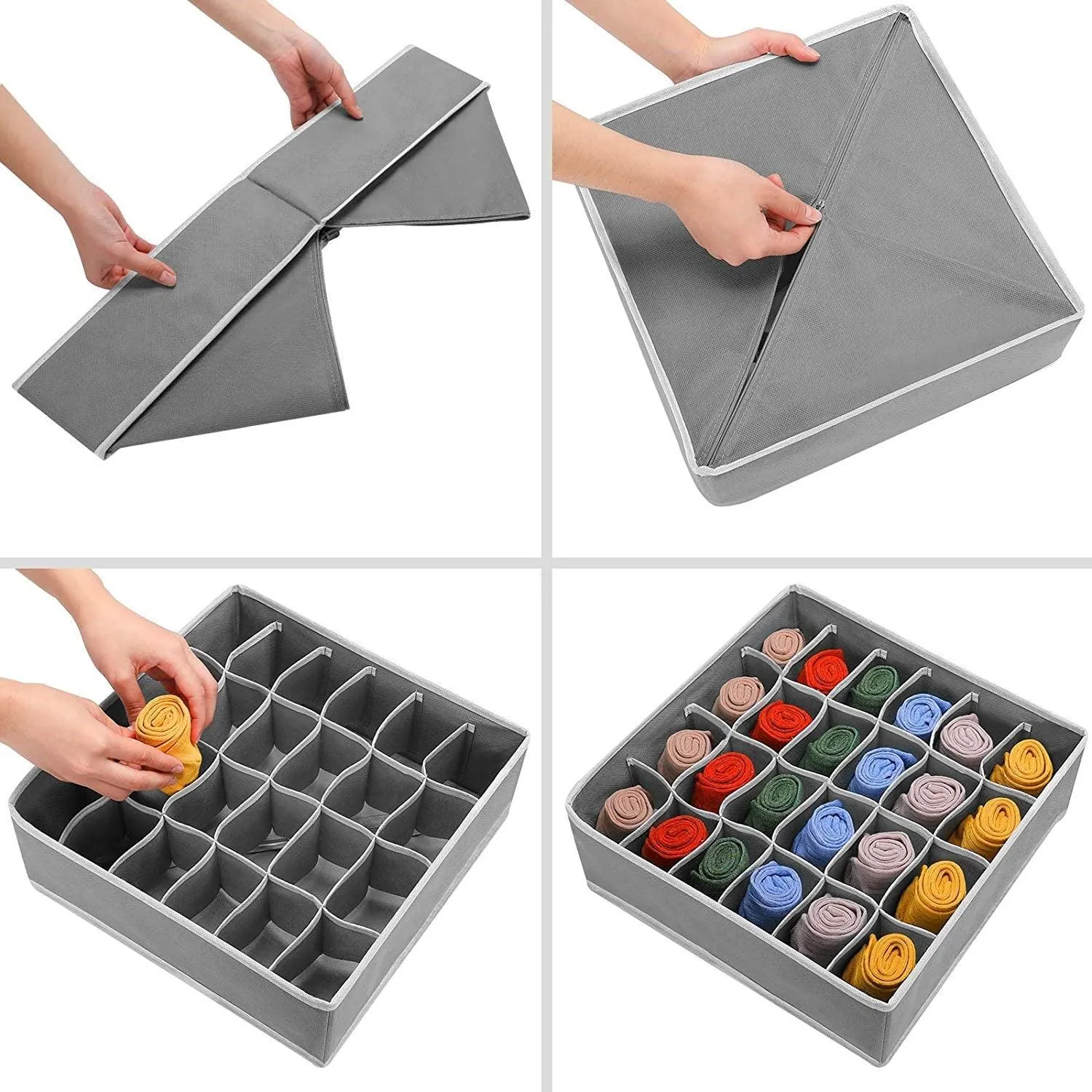 4 PCS Foldable Non-woven Drawer Organizer- W28-STB04