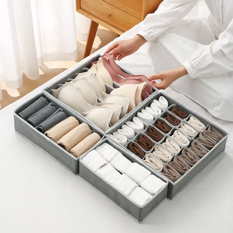 4 PCS Foldable Non-woven Drawer Organizer- W28-STB04