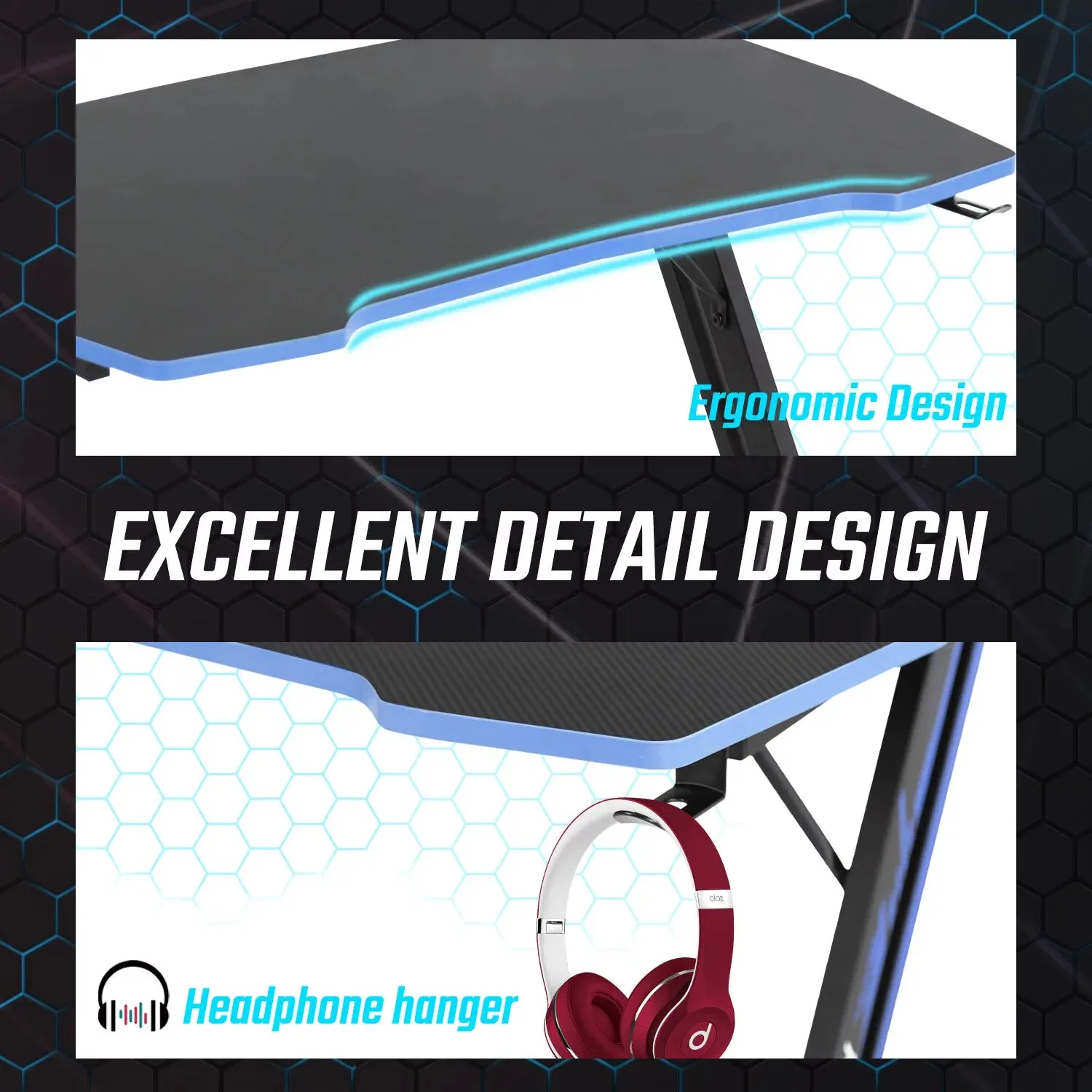 40/48Inch Gaming Desk Computer Desk for Small Area Corner, Z-Shape Gaming Desk with Headphone Hook Gaming Table for PC Computer Table and Desks Small Portable Computer Desk Gaming PC Desk