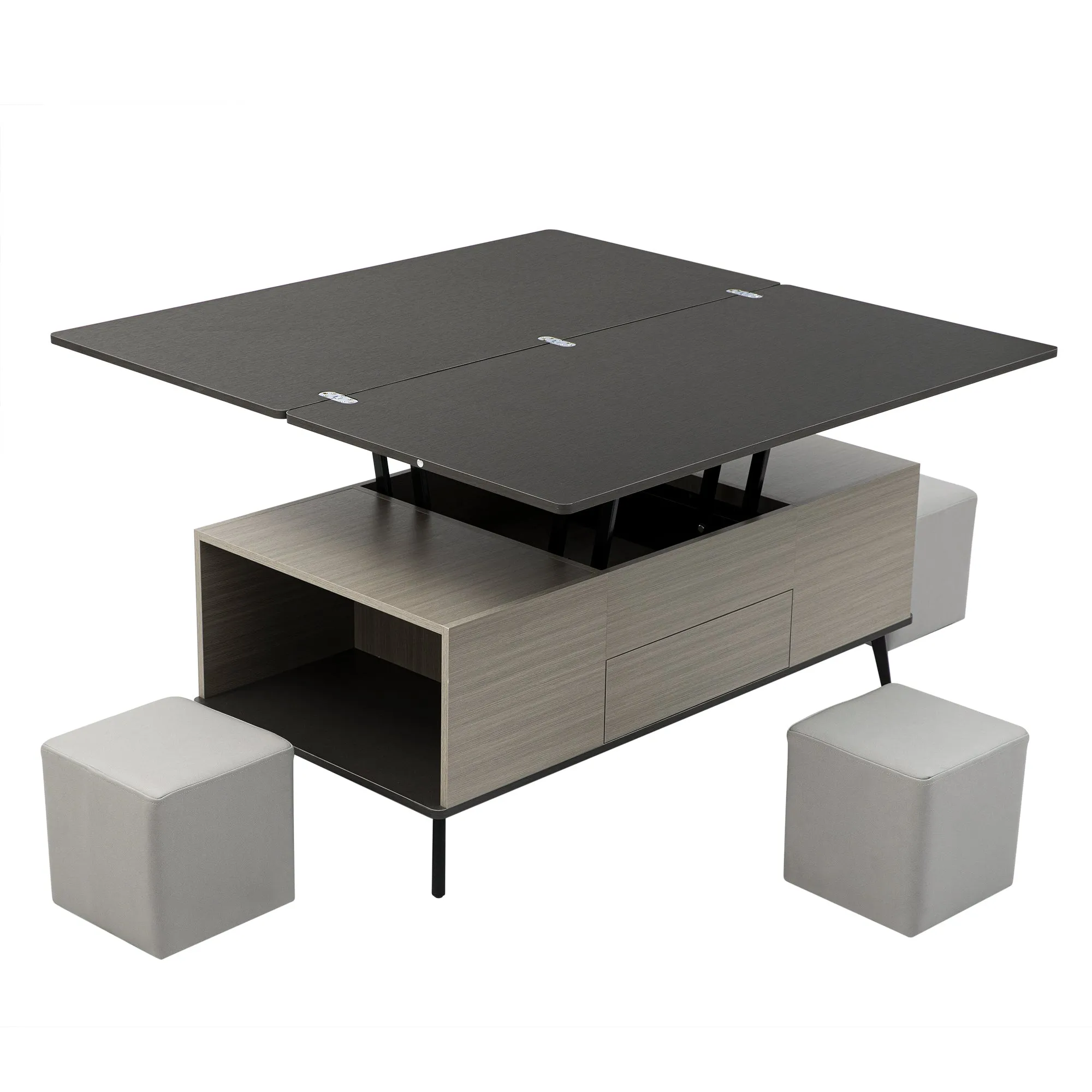 5 Pieces Lift Top Coffee Table Set with Convertible Storage