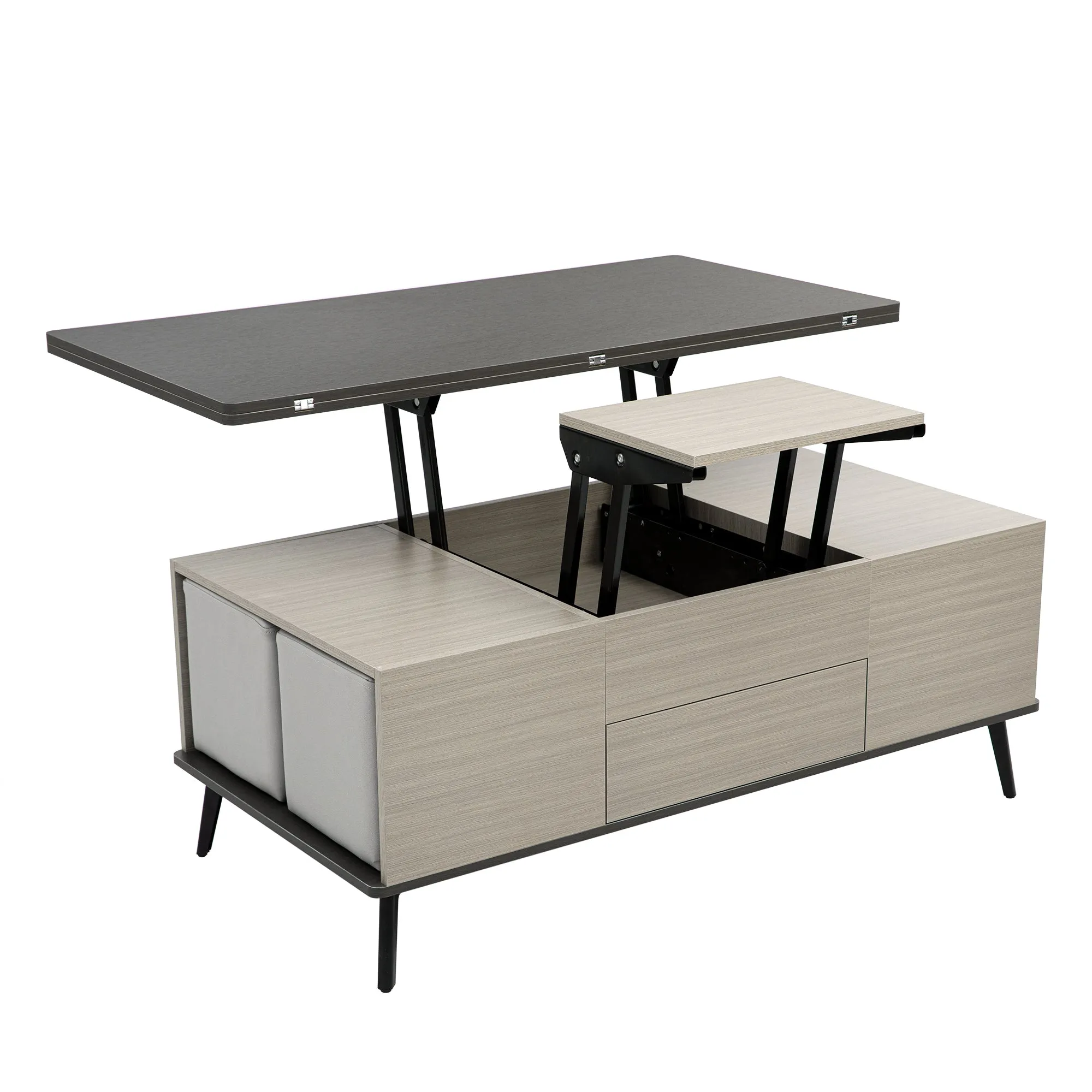 5 Pieces Lift Top Coffee Table Set with Convertible Storage