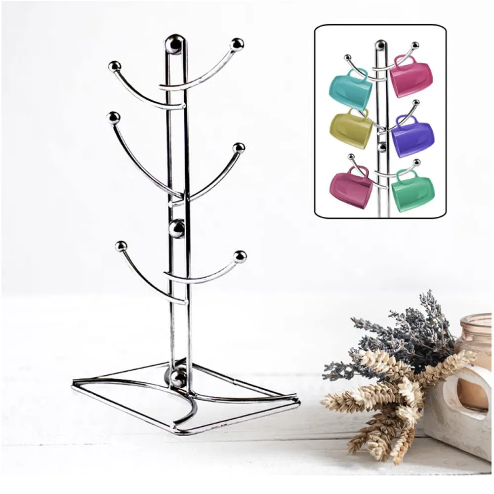 6-Cup Tree Chrome Wire Stand Holder