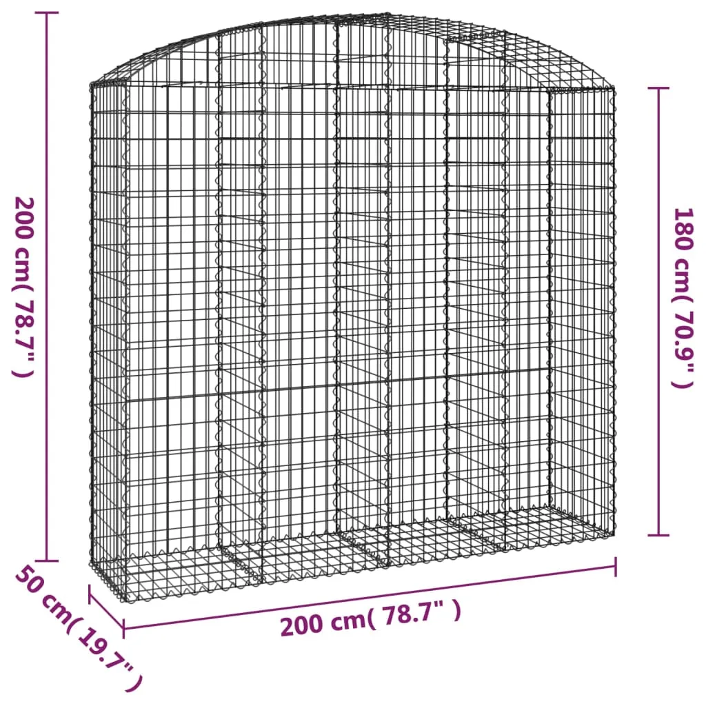 Arched Gabion Basket 200x50x180/200 cm Galvanised Iron