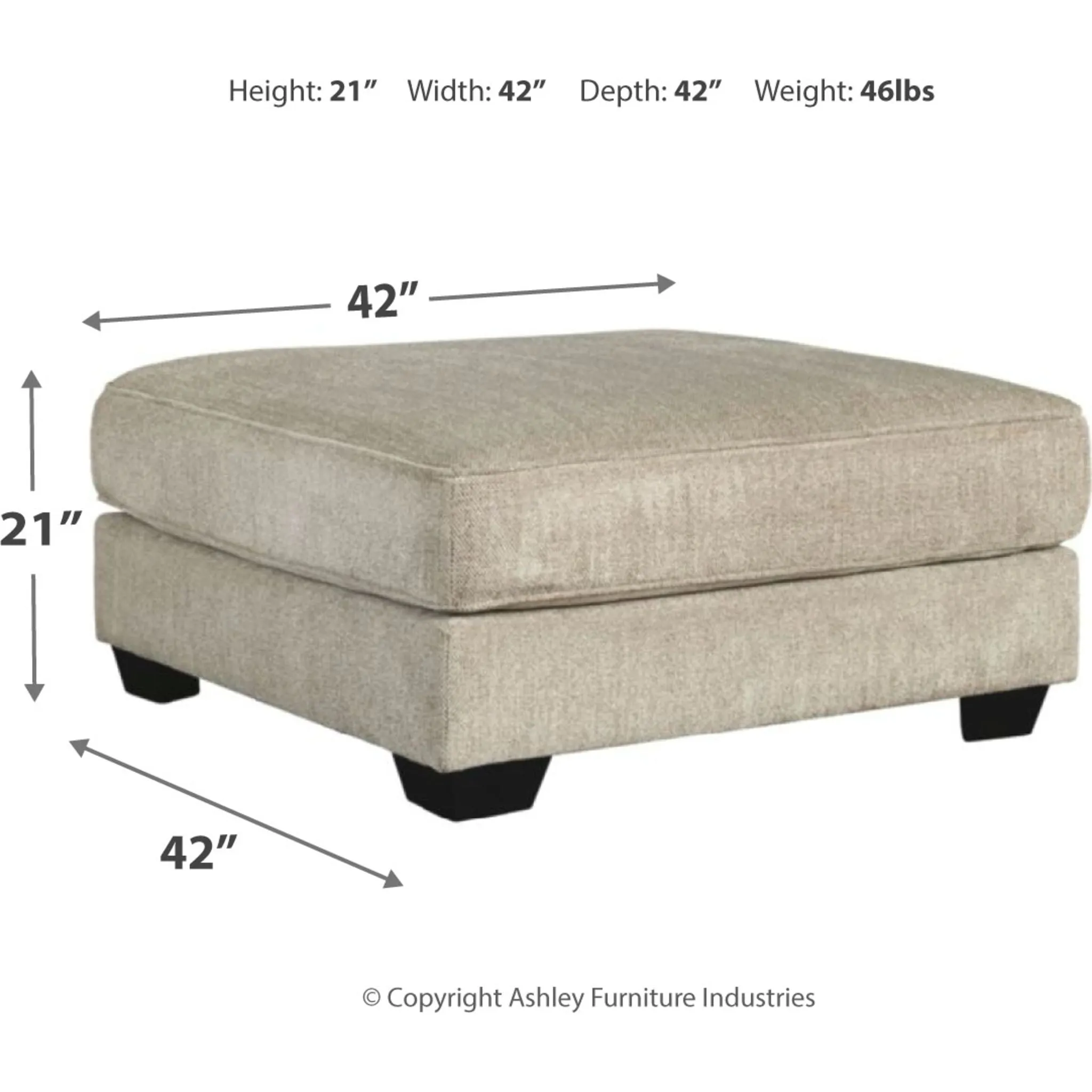 Ardsley Oversized Accent Ottoman - Pewter