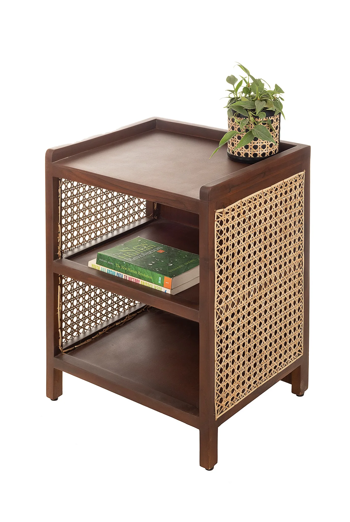 ASBURY BROWN CANE SIDE TABLE