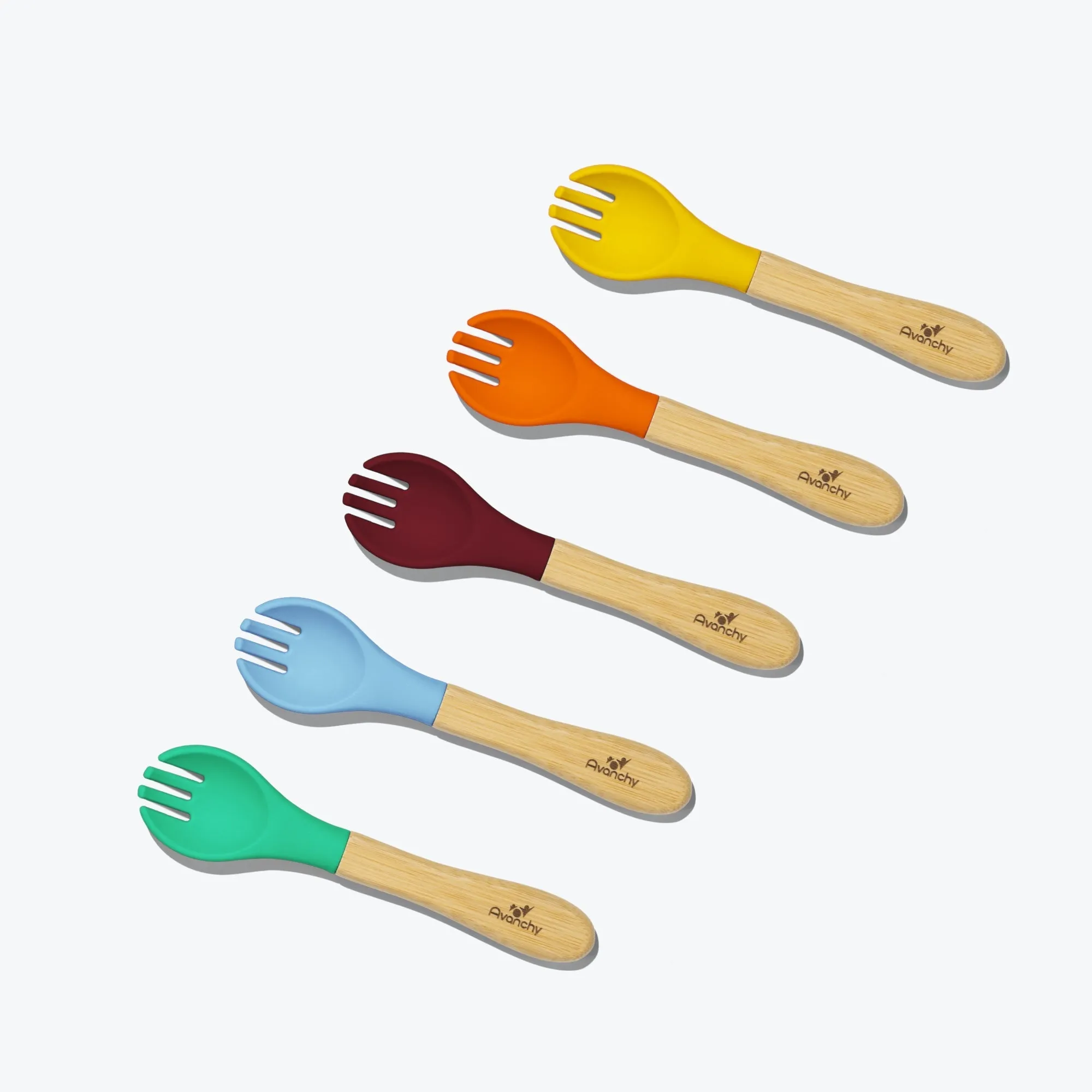 Avanchy Bamboo Baby Forks - Pack of 5 - Blue (6m )