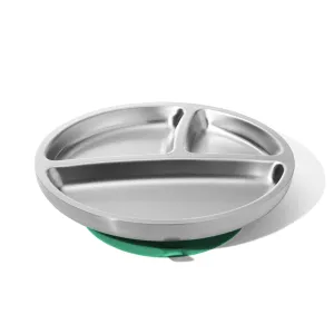 Avanchy Stainless Steel Suction Toddler Plate Green