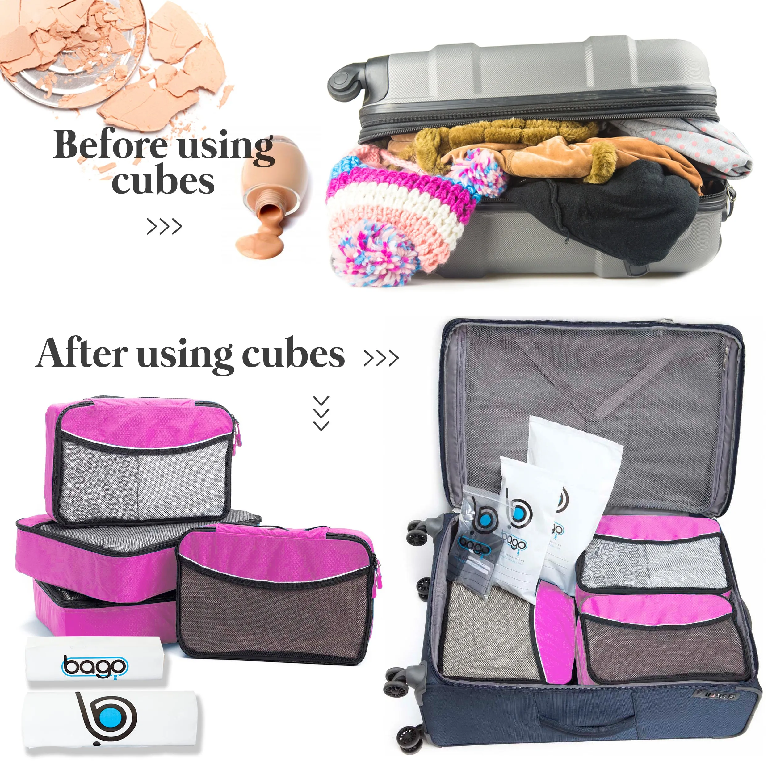 Bago Packing Cubes for Travel Bags - Luggage Organizer 7 pcs Set