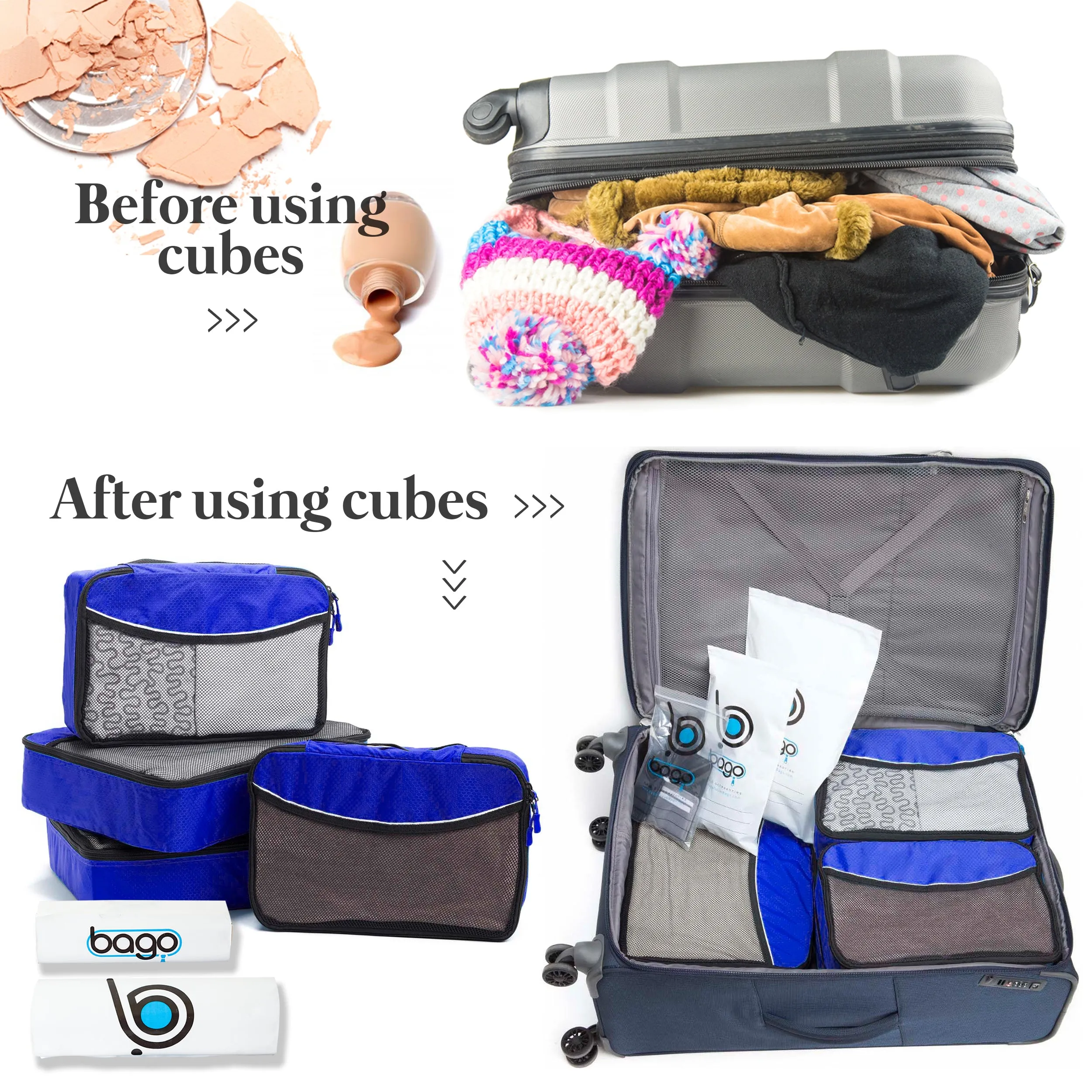 Bago Packing Cubes for Travel Bags - Luggage Organizer 7 pcs Set