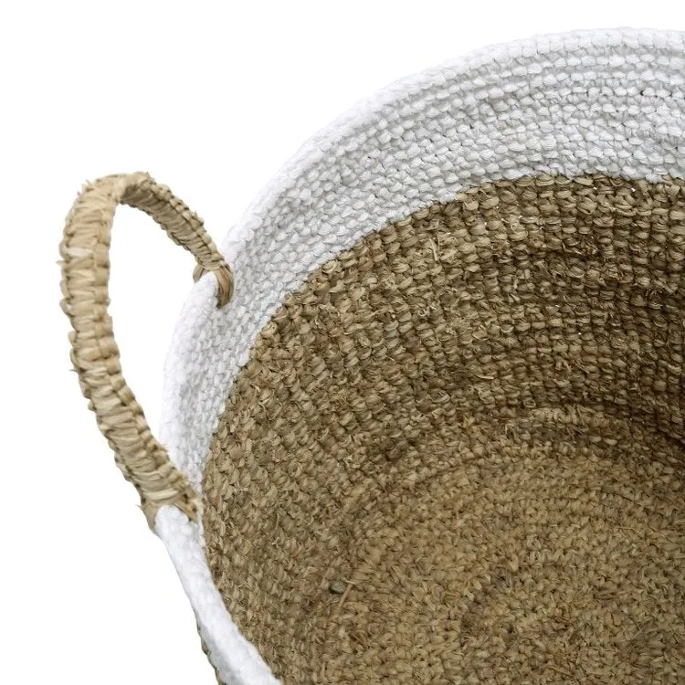 Basket Melly Includes 3 Baskets 14.25x16 11.5x14.5 & 16.25x19 Inches Natural/White Seagrass/Cotton