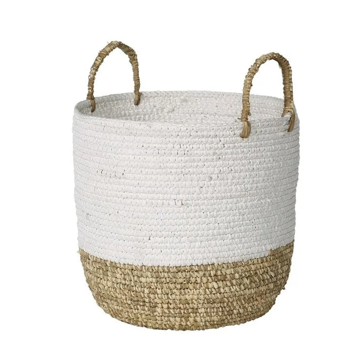 Basket Melly Includes 3 Baskets 14.25x16 11.5x14.5 & 16.25x19 Inches Natural/White Seagrass/Cotton