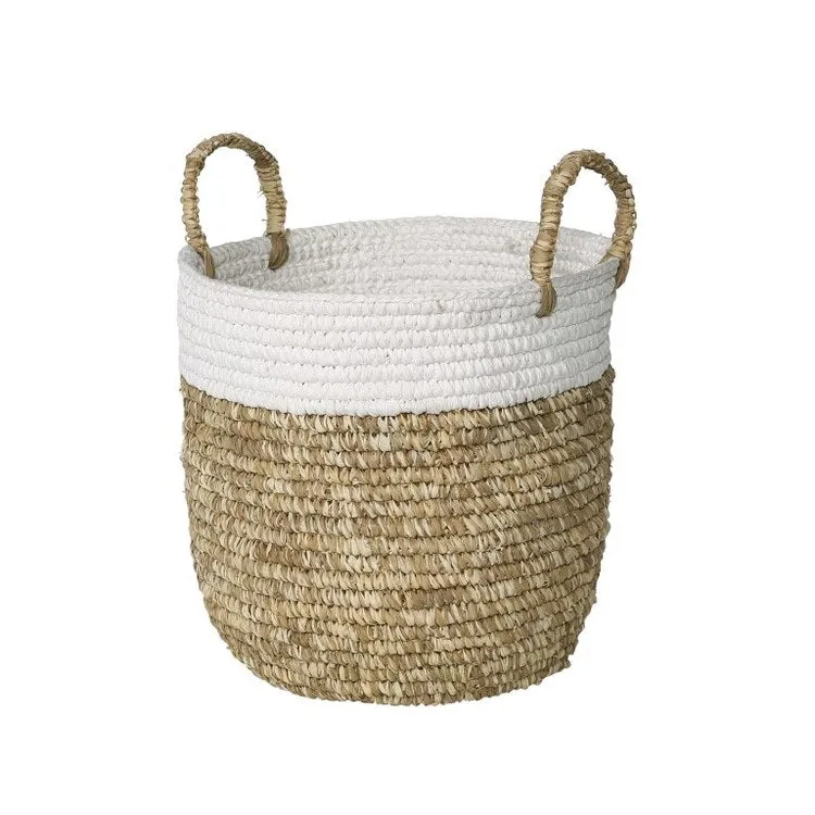 Basket Melly Includes 3 Baskets 14.25x16 11.5x14.5 & 16.25x19 Inches Natural/White Seagrass/Cotton