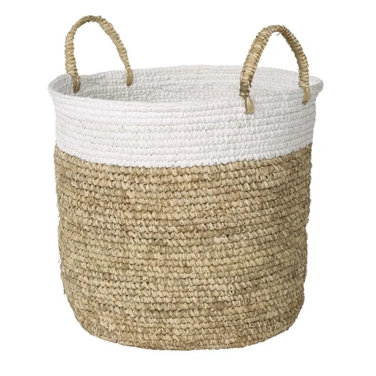 Basket Melly Includes 3 Baskets 14.25x16 11.5x14.5 & 16.25x19 Inches Natural/White Seagrass/Cotton