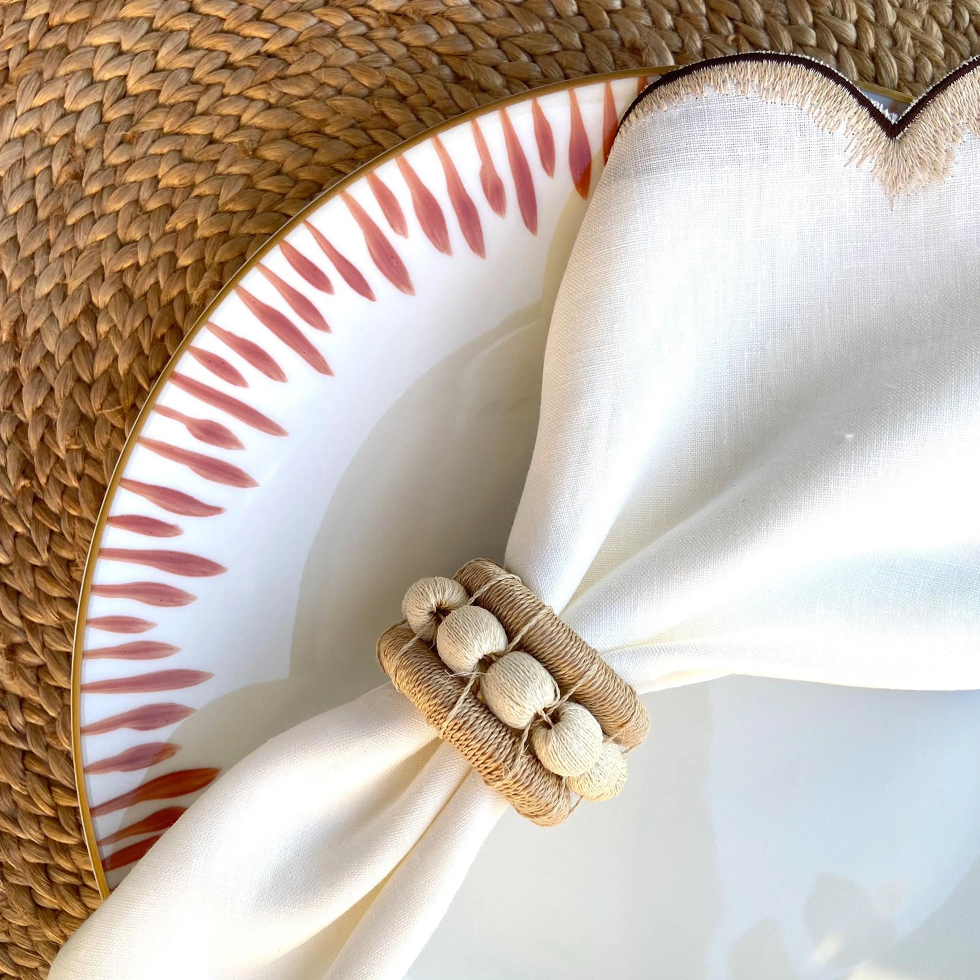 Berry Napkin Ring Flax - Set of 4