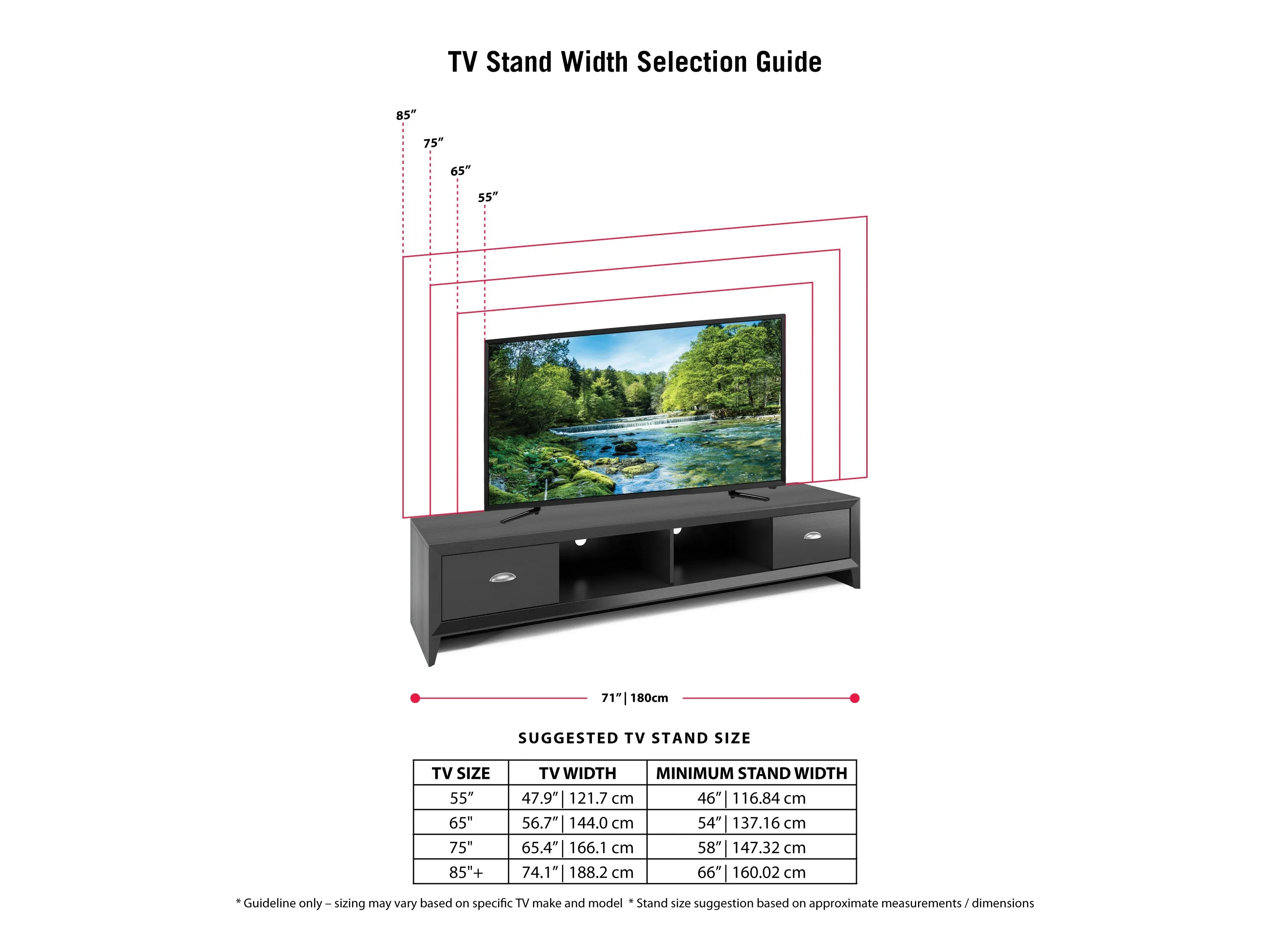 Black TV Stand, TVs up to 85"