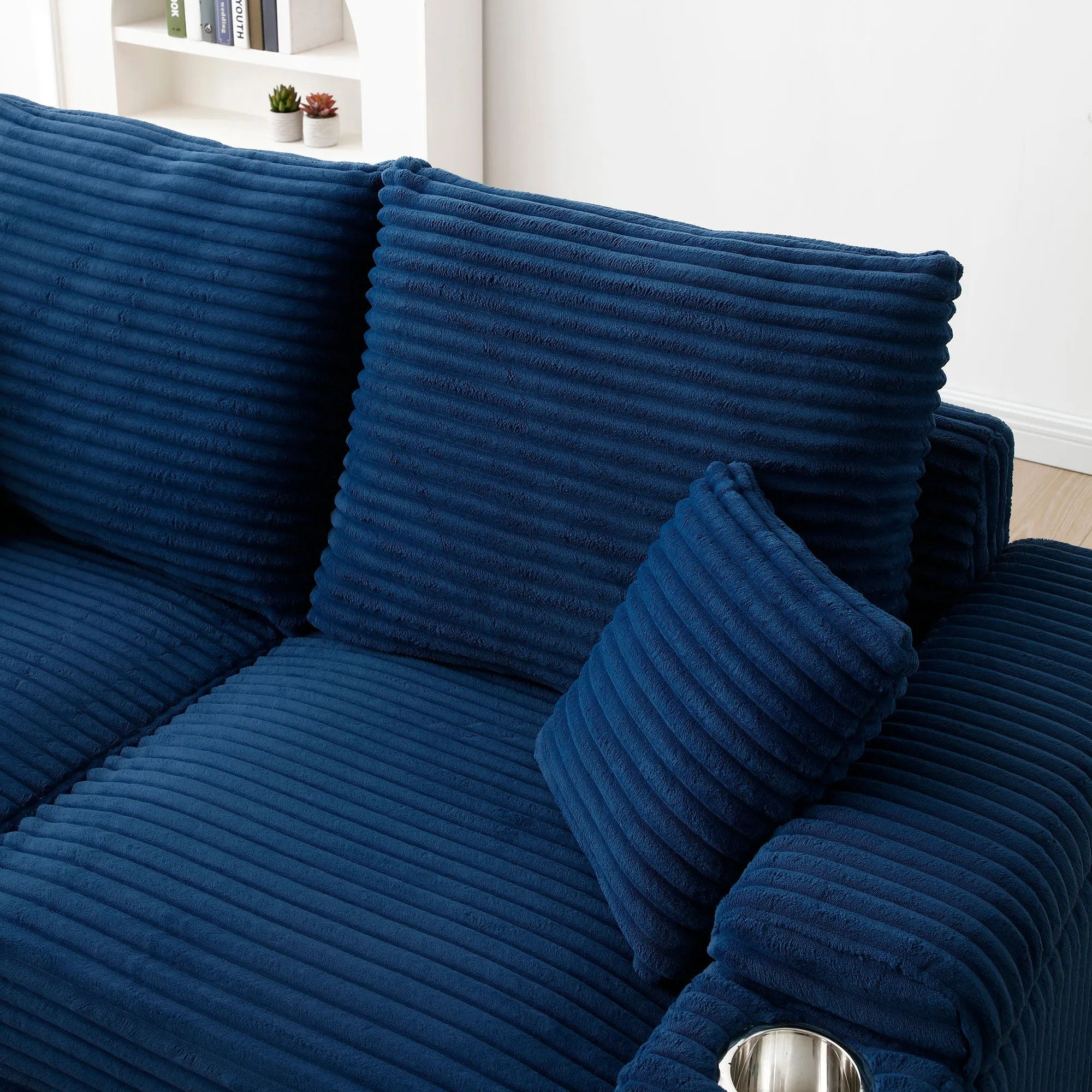 Brianna Loveseat with Ottomans - Blue