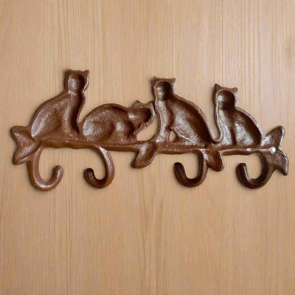 Cast Iron Keyhook 4 Cats Tails