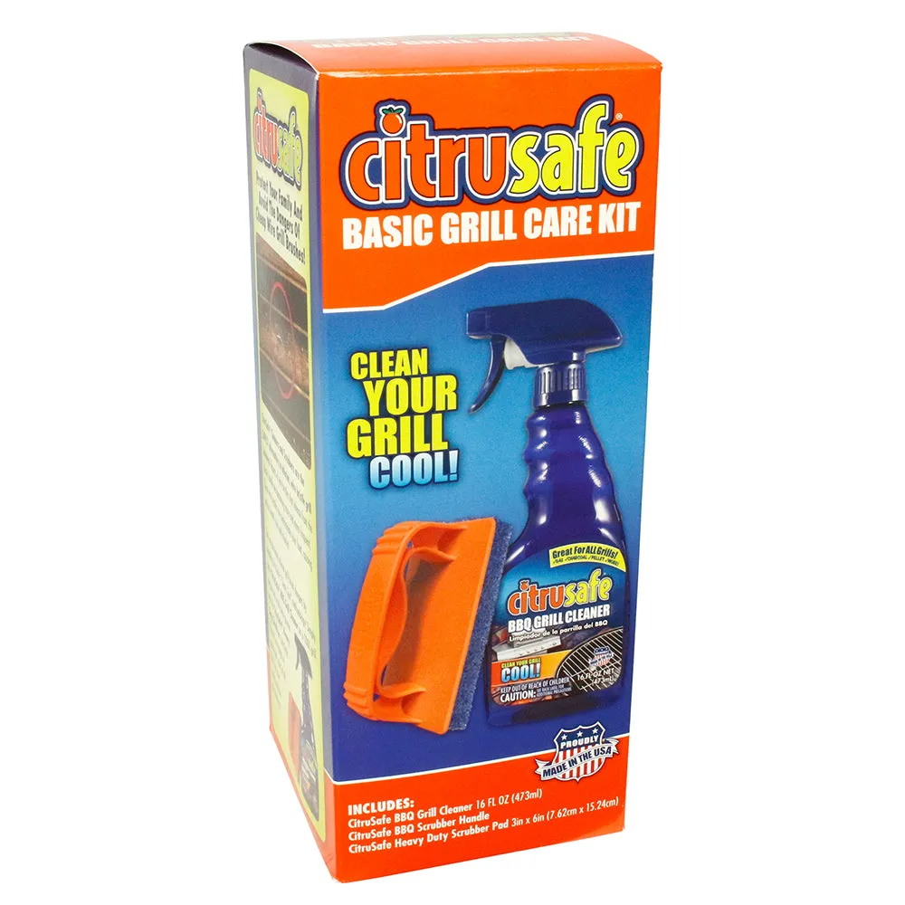 Citrusafe Basic Grill Care Kit Scrubber & Non-Toxic Cleaning Spray 16 Fl Oz