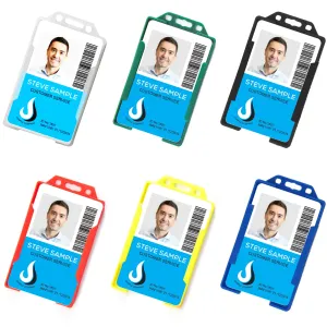 Coloured Plastic Portrait ID Card Holder (Packs of 10)