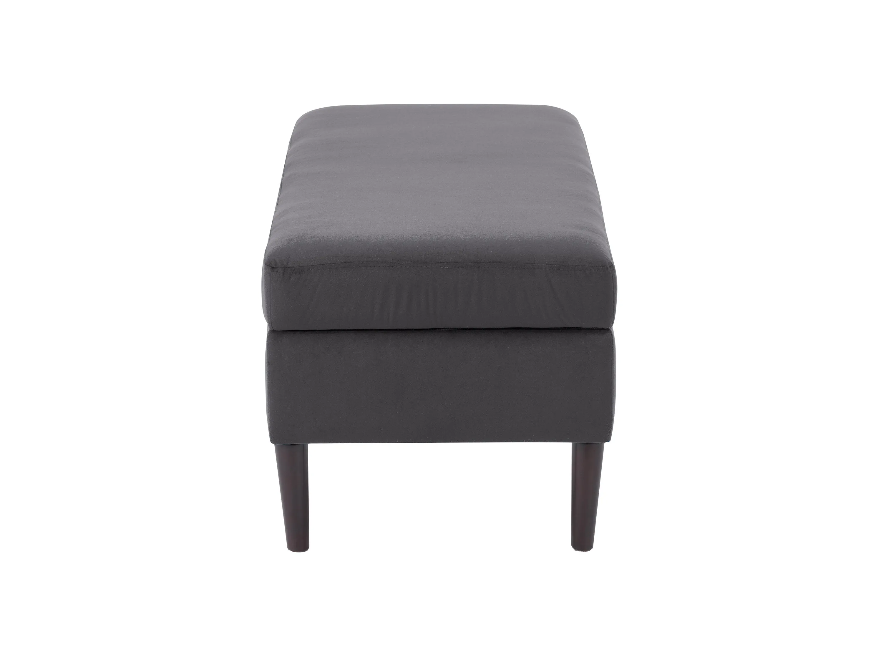 Dark Grey Velvet Storage Ottoman