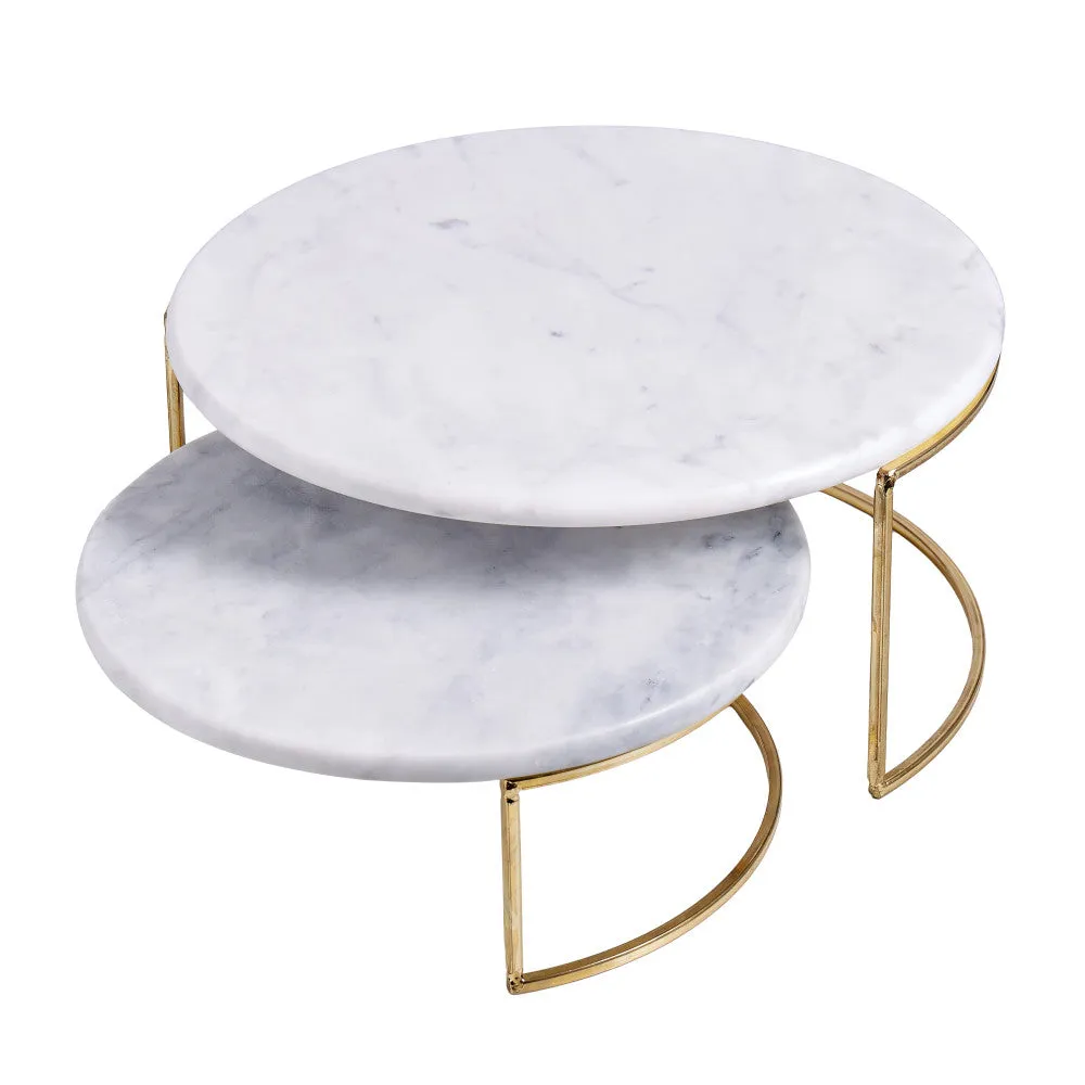 Davis & Waddell Nuvolo Round Marble Set of 2 Cake Stands