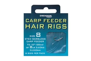 Drennan Carp Feeder Hair Rigs Eyed Barbless Hooks To Nylon