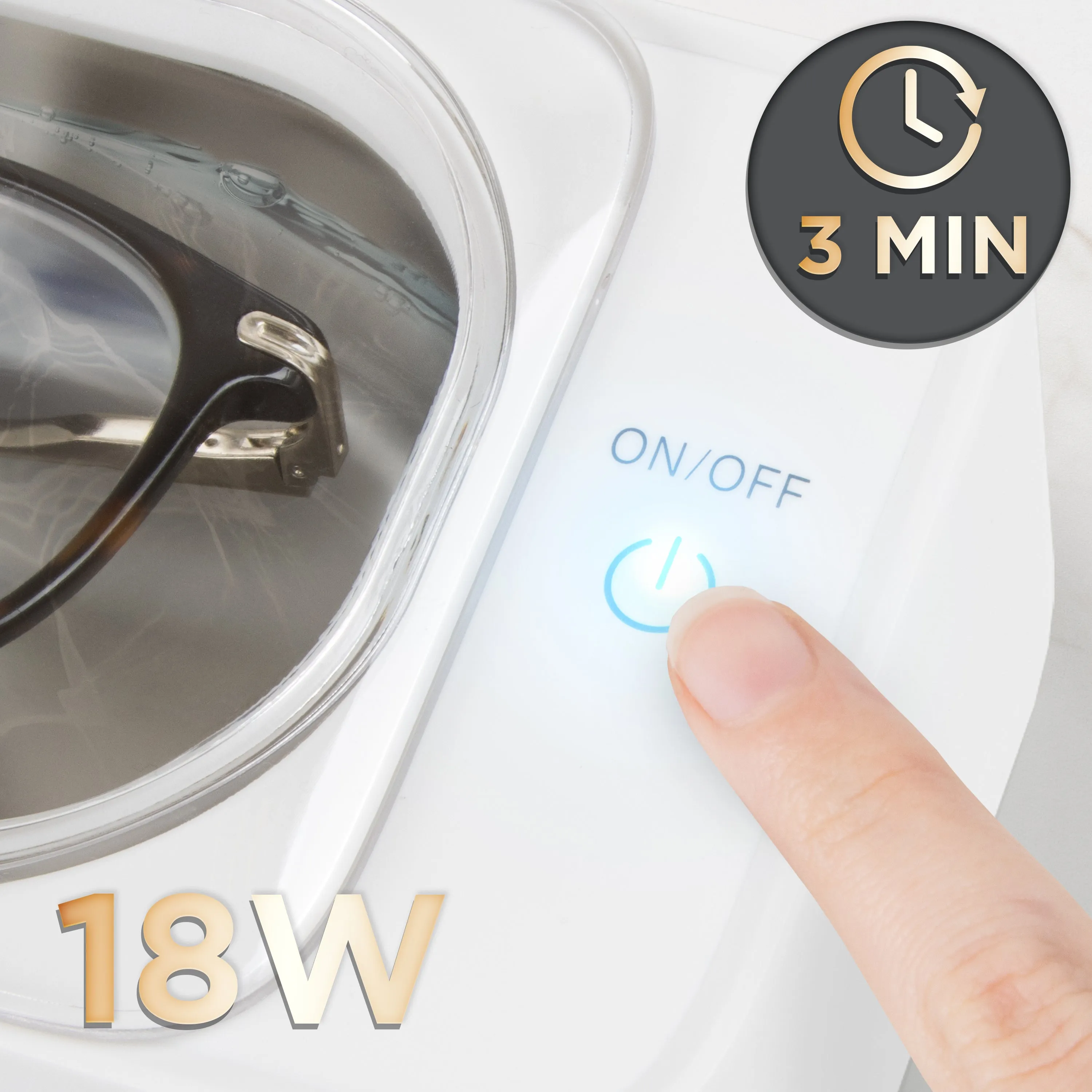 Duronic Ultrasonic Cleaner UC30 Lightweight Jewellery Cleaner with 53KHz Frequency Portable 18W Watch Cleaner Versatile Retainer Cleaner with 300ml Capacity Compact Cleaner for Jewelry Denture Glasses