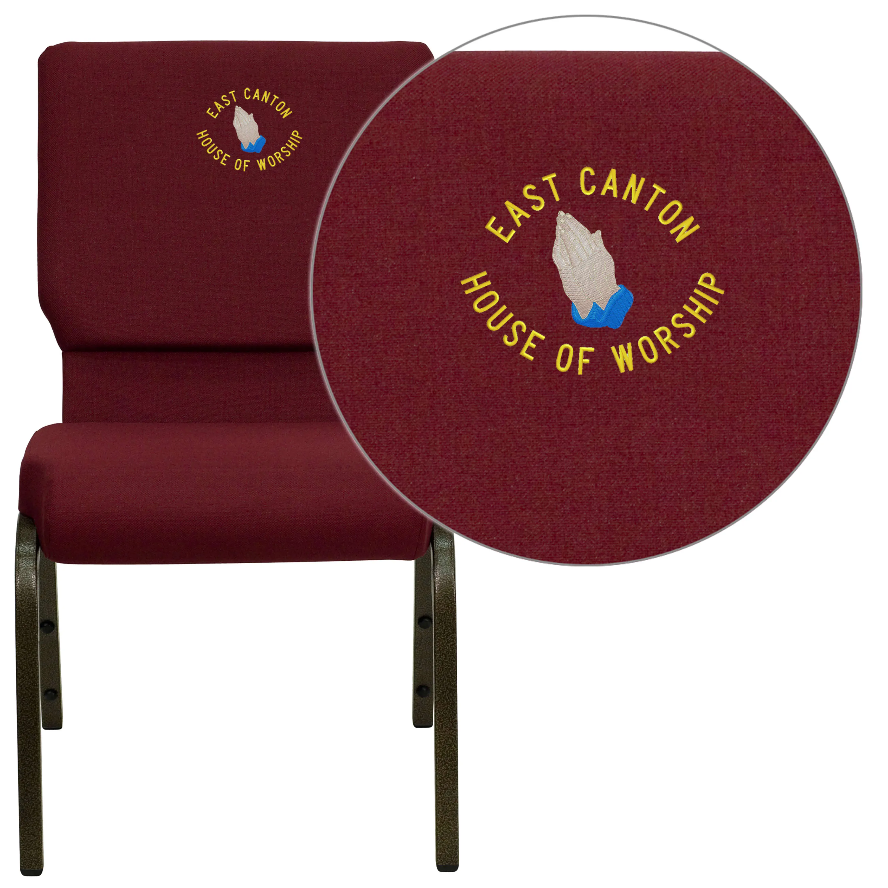 Embroidered HERCULES Series 18.5''W Stacking Church Chair