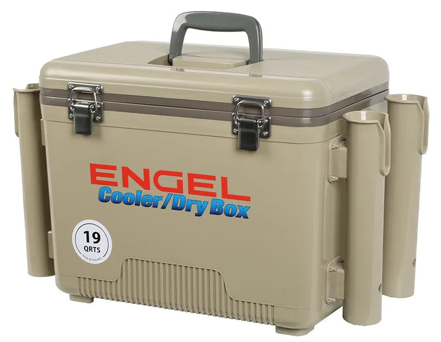 Engel 19 Qt. Cooler/Dry Box with Rod Holders - Tan