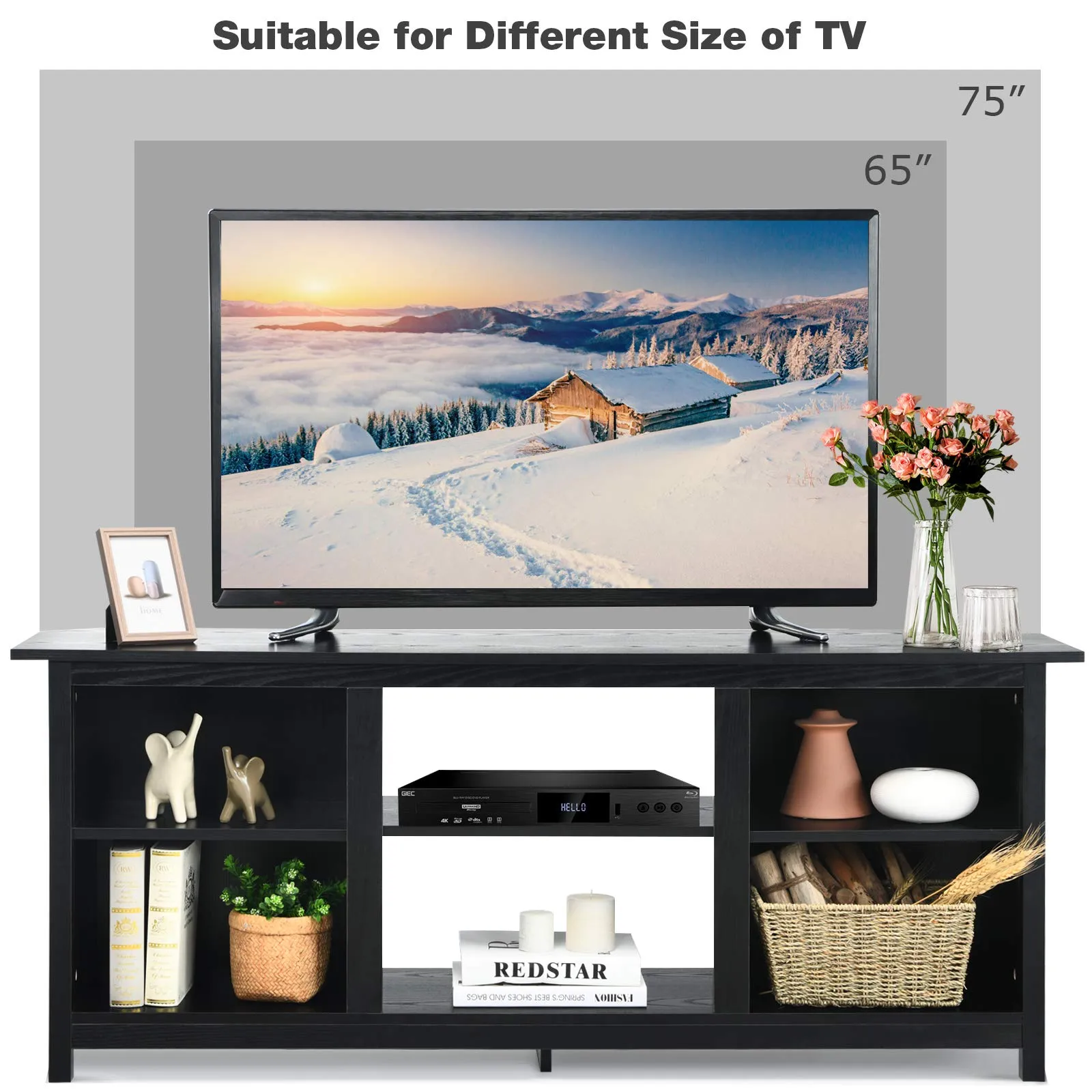 Farmhouse Universal TV Stand for TV's up to 65" Flat Screen, Home Living Room Entertainment Center