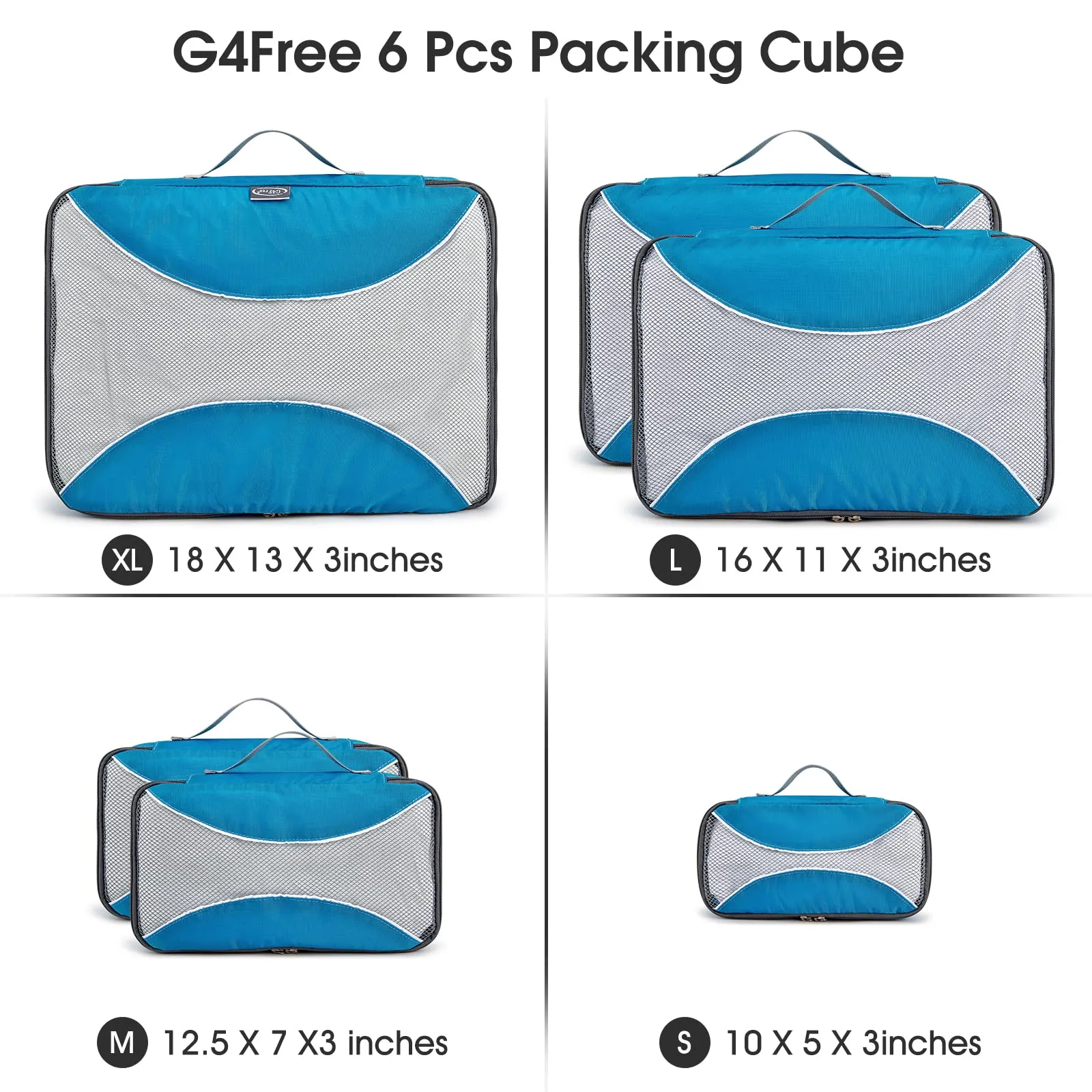 G4Free Packing Cubes 6pcs Travel Accessories Organizers Travel Packing Bags