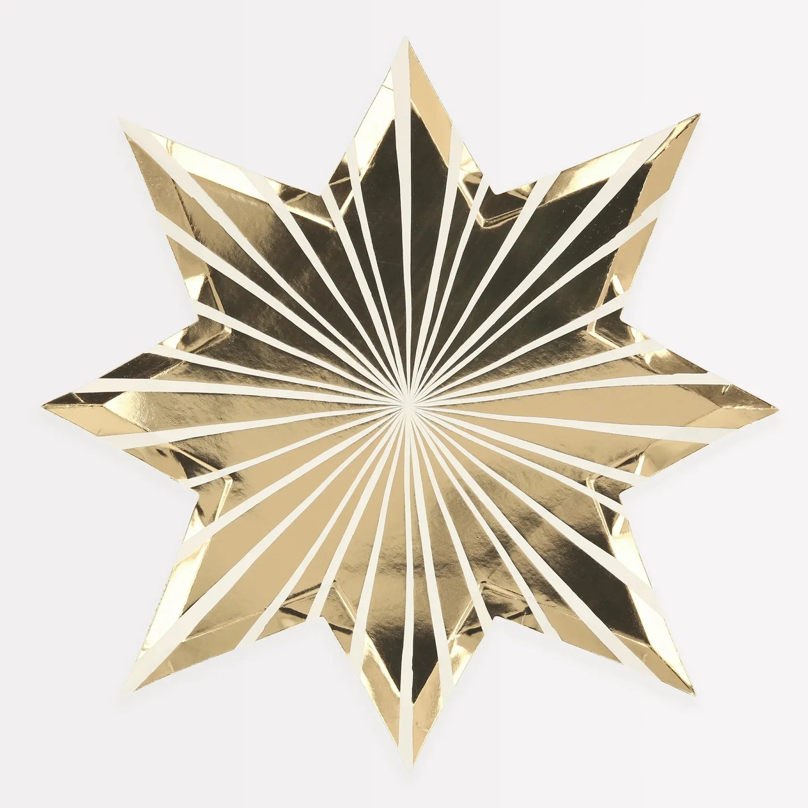 Gold Stripe Star Paper Plates, Set of 8 Gold Foil Meri Meri Christmas or New Year's Eve Cocktail Napkins, 10" x 10"