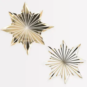 Gold Stripe Star Paper Plates, Set of 8 Gold Foil Meri Meri Christmas or New Year's Eve Cocktail Napkins, 10" x 10"