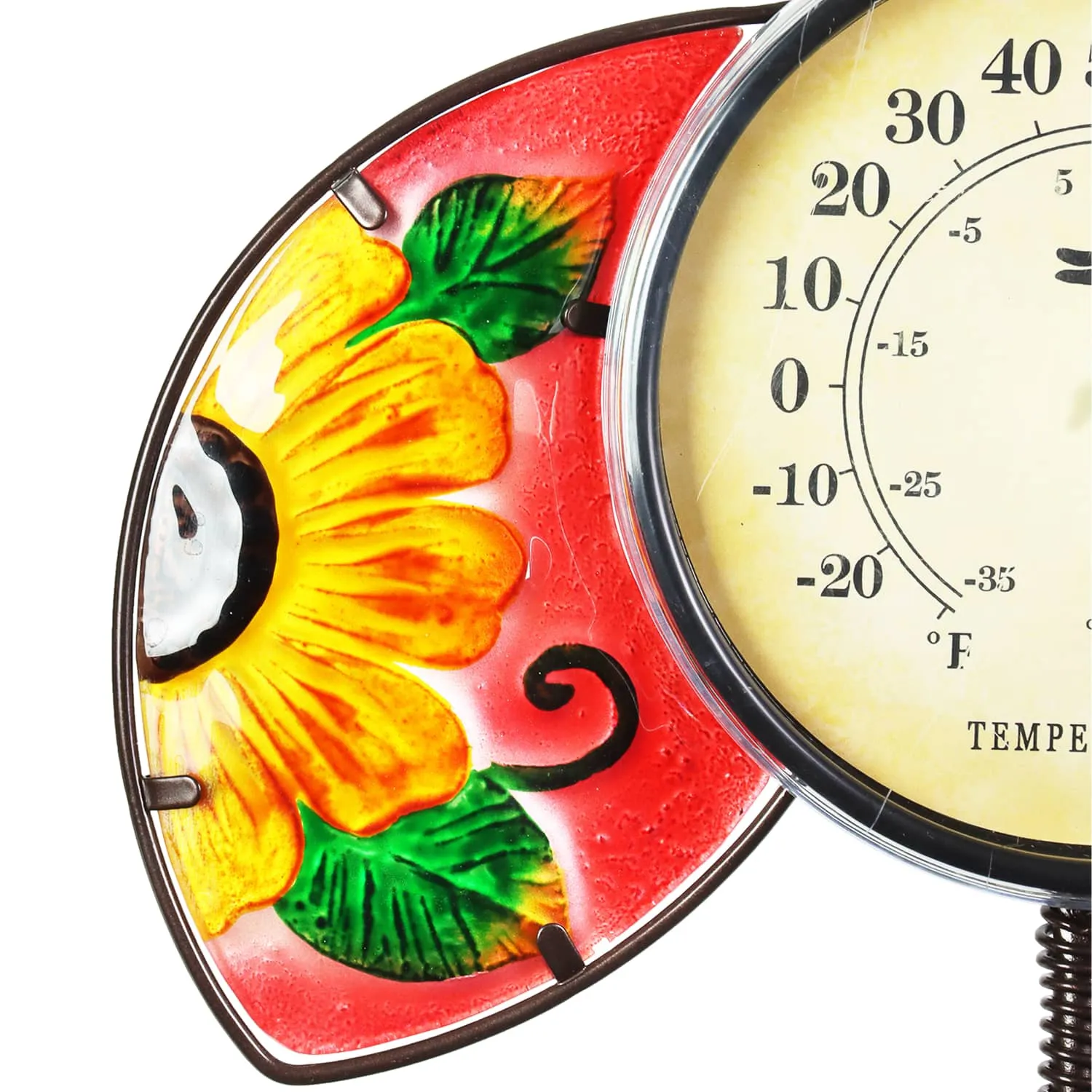 Hand Painted Glass and Metal Ladybug Thermometer Stake, 13 by 36 Inches