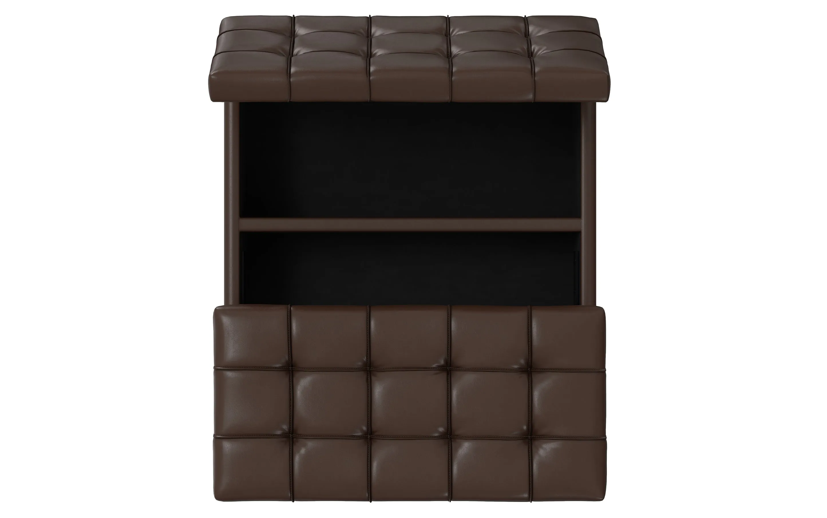 Harrison Small Square Coffee Table Storage Ottoman in Vegan Leather