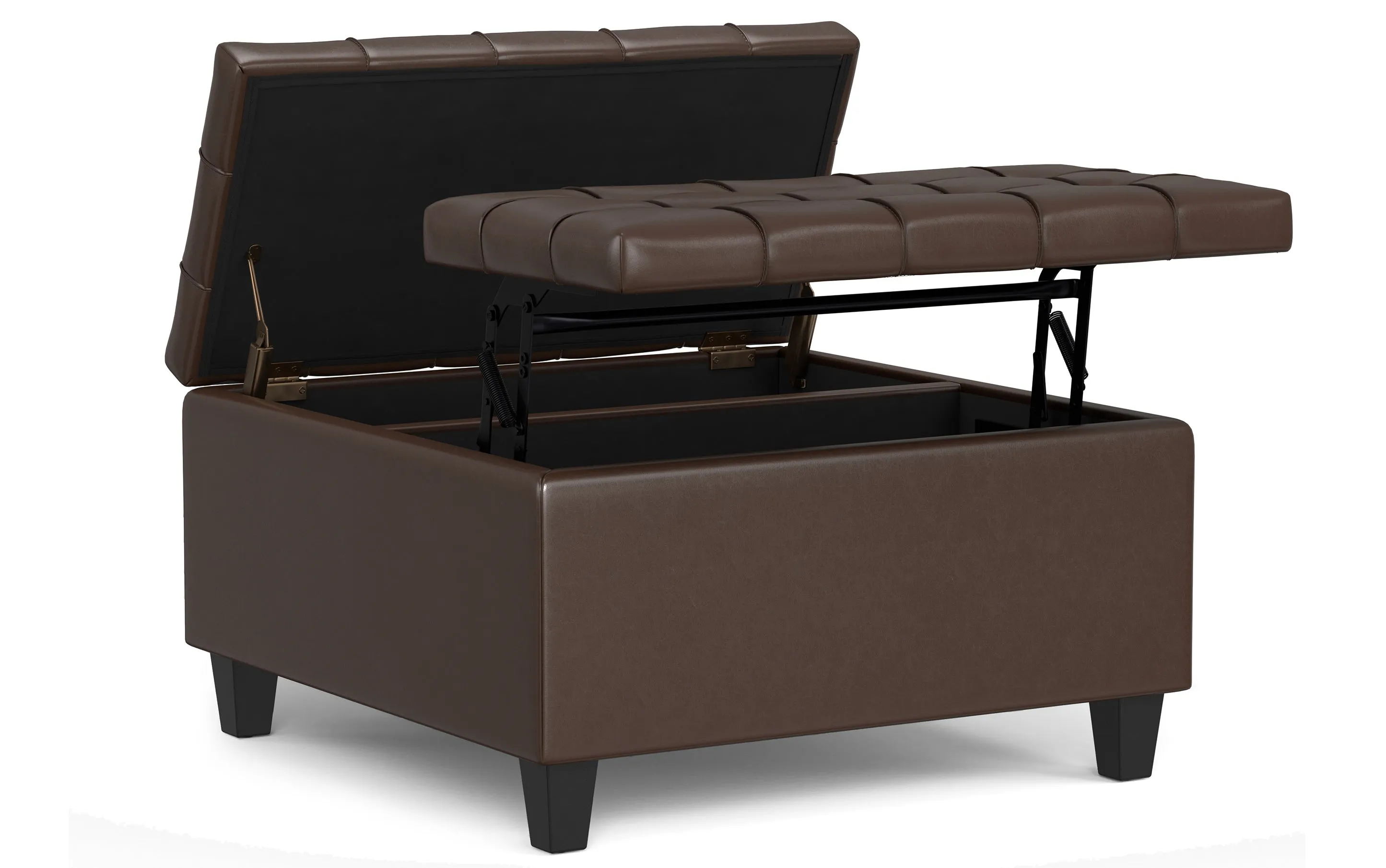 Harrison Small Square Coffee Table Storage Ottoman in Vegan Leather