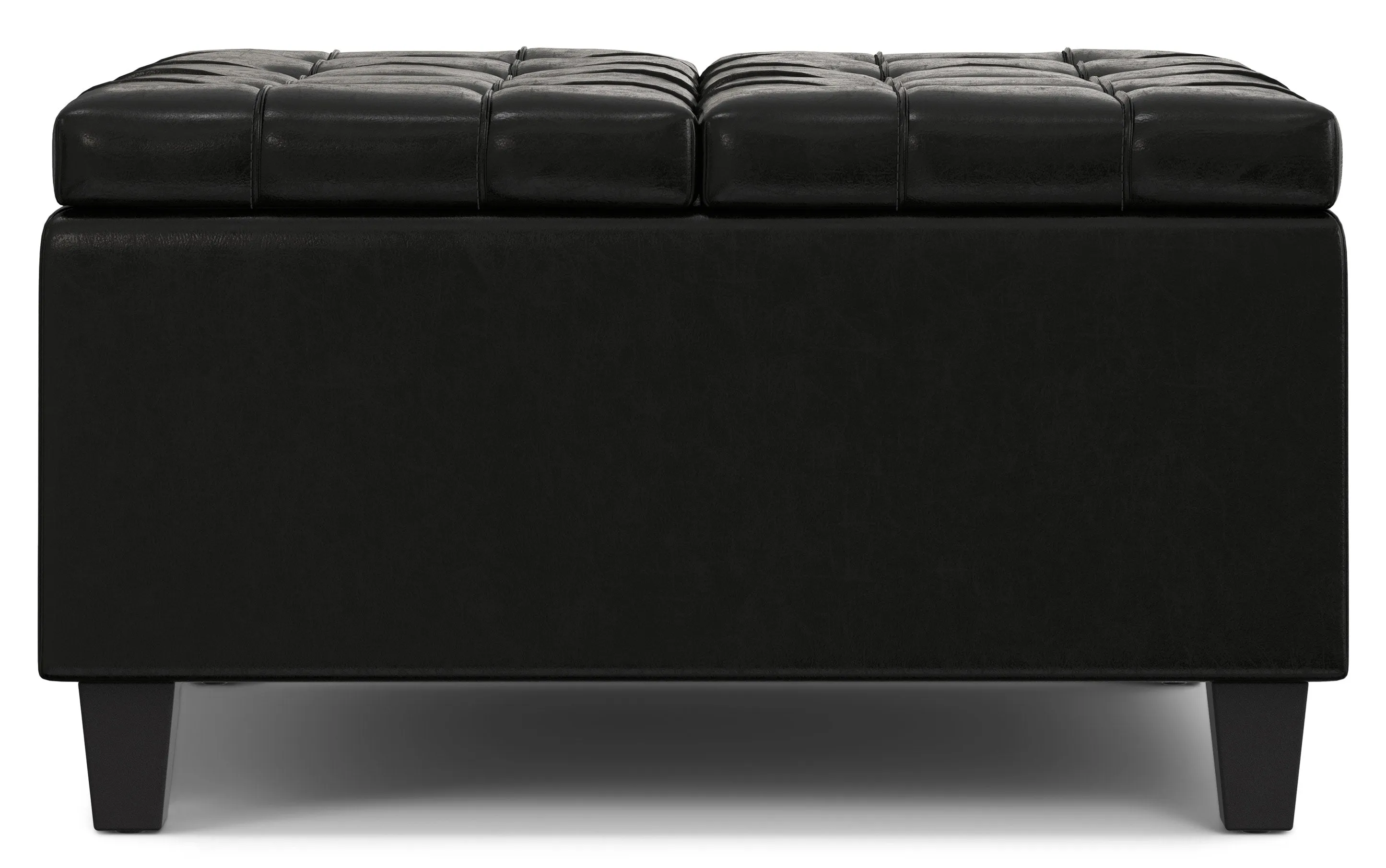 Harrison Small Square Coffee Table Storage Ottoman in Vegan Leather