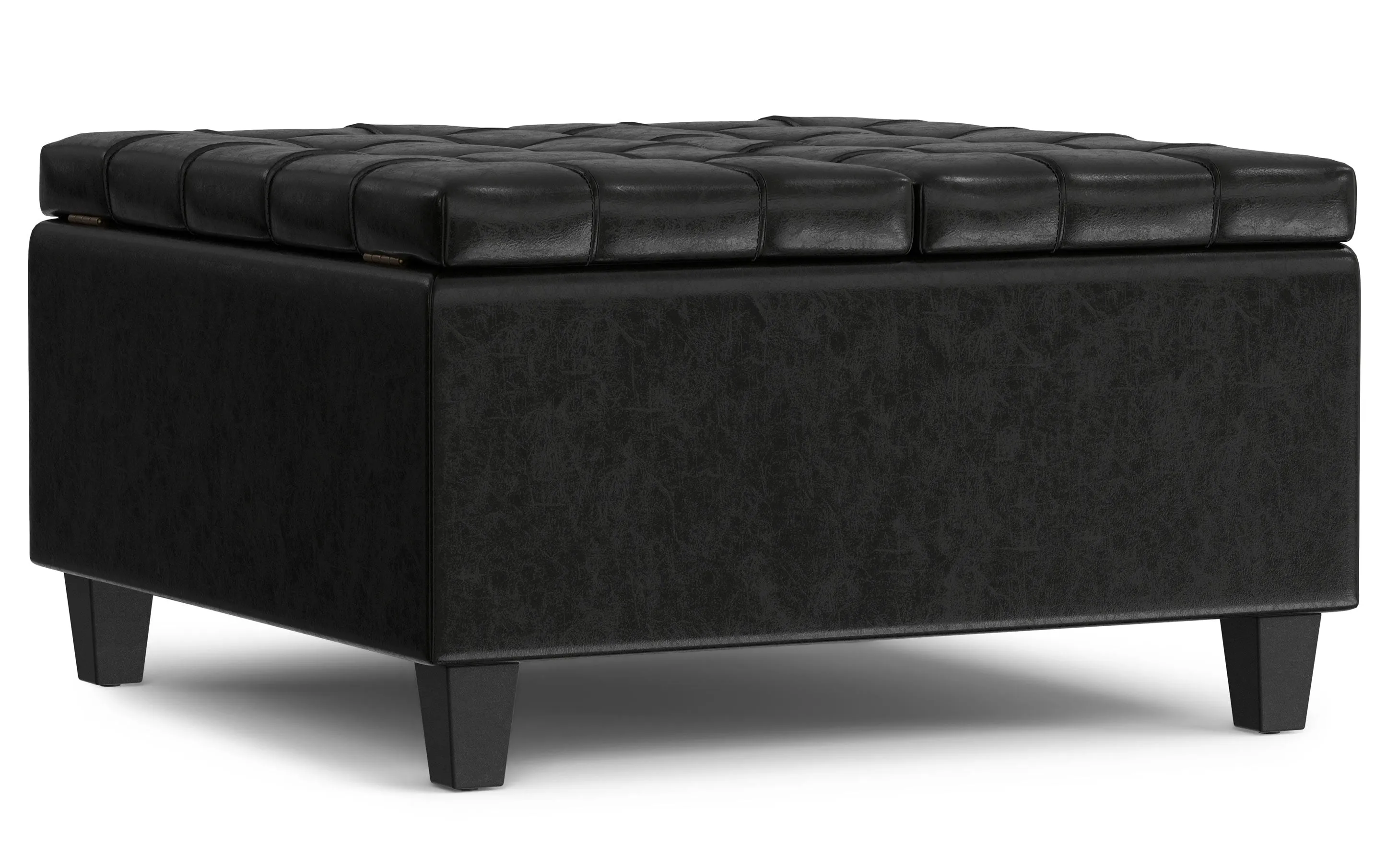 Harrison Small Square Coffee Table Storage Ottoman in Vegan Leather