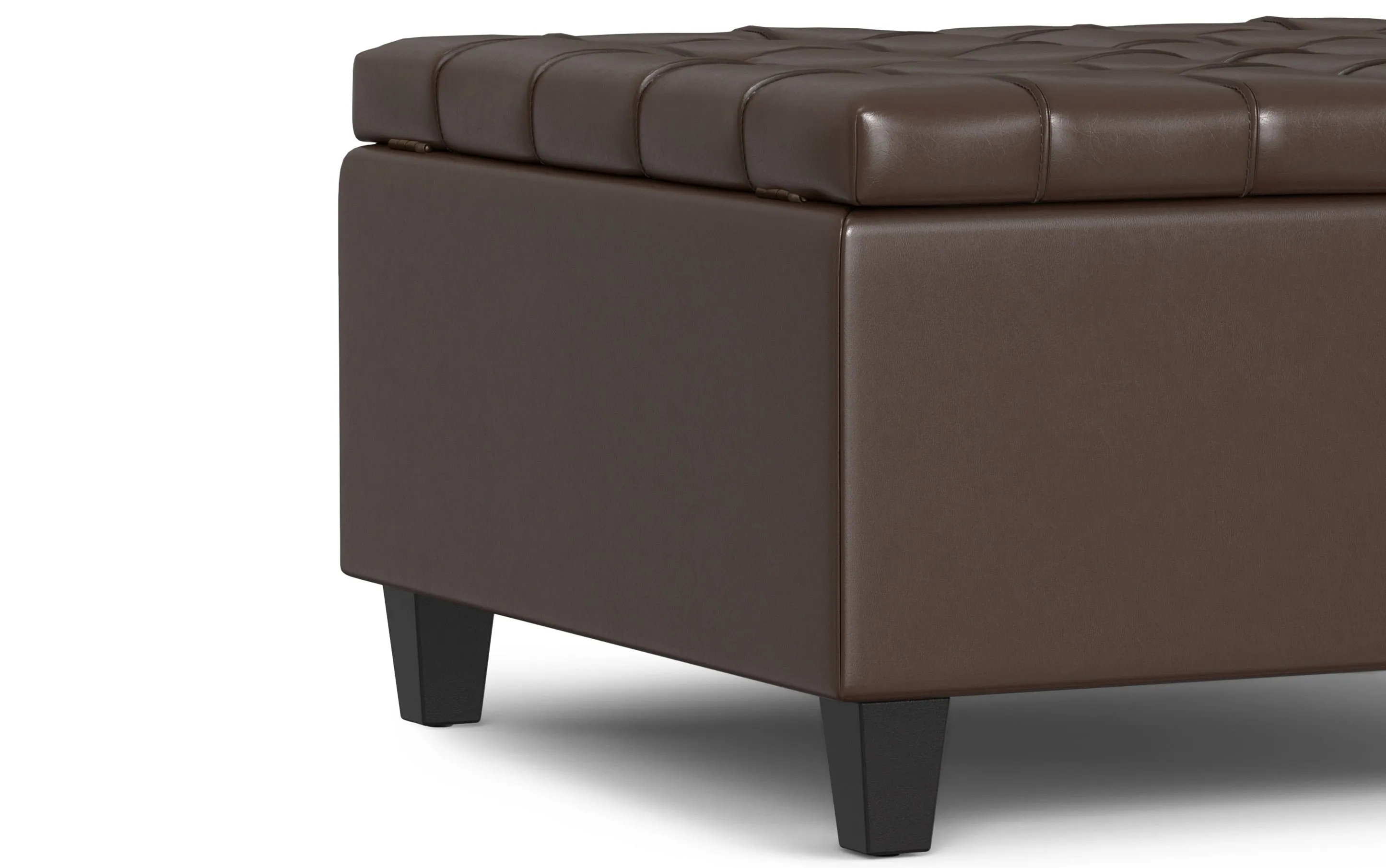 Harrison Small Square Coffee Table Storage Ottoman in Vegan Leather